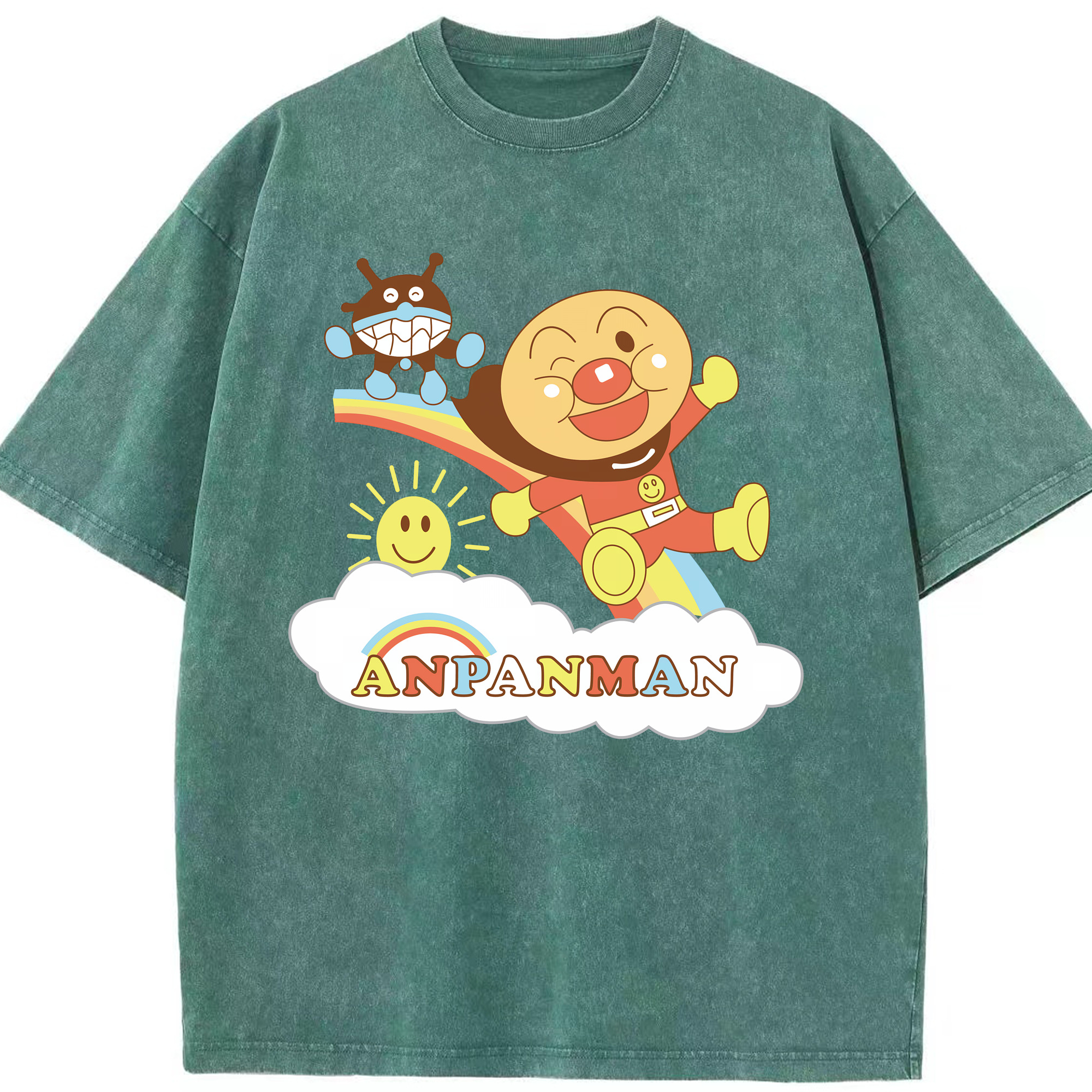 （画像用） アンパンマン Anpanman 綿100% ヴィンテージ風 半袖Tシャツ（フロントプリント）